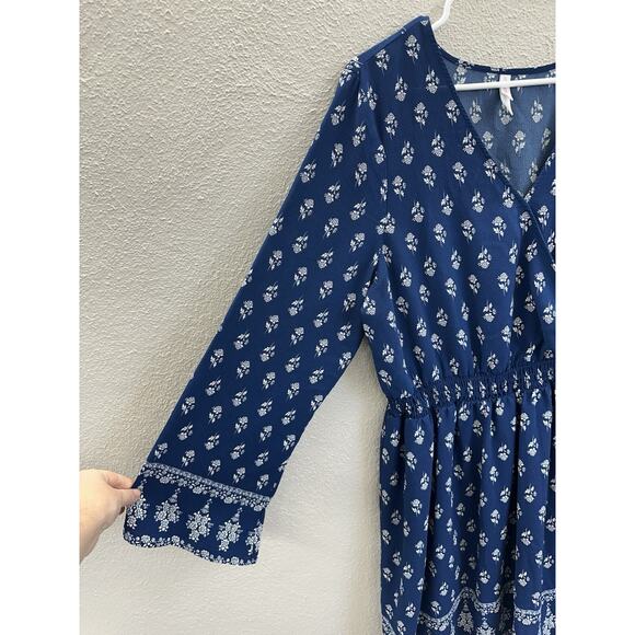 Xhilaration Womens Dress Size XXL Blue Long Sleeve Surplice Lined - Picture 2 of 13